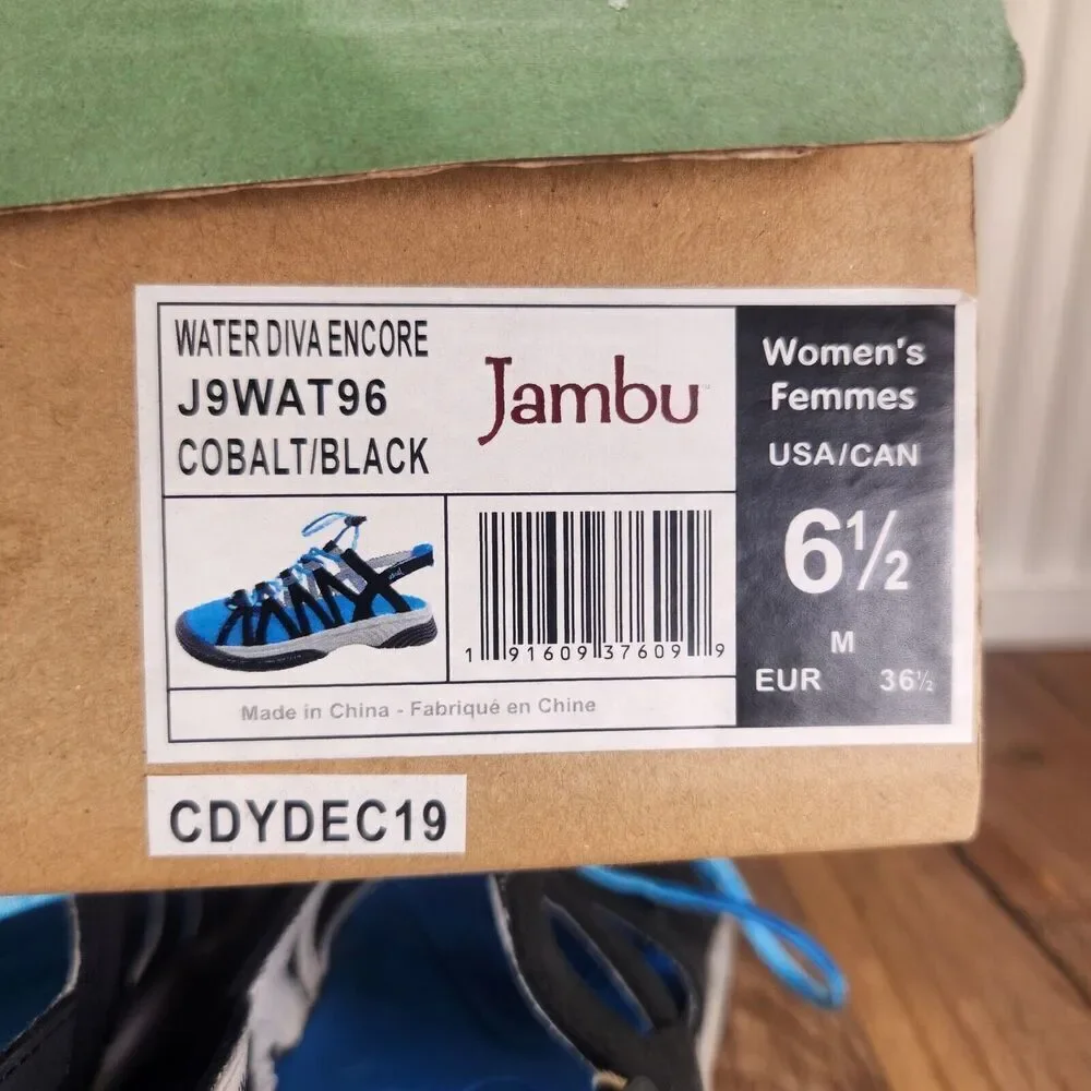 Jambu Water Diva Encore Women's Size 6.5 M Cobalt Blue Black Closed Toe Sandals